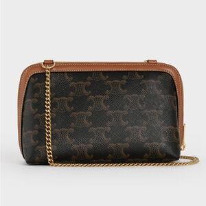 Celine Brown Monogram Coated Canvas Chain Shoulder Bag